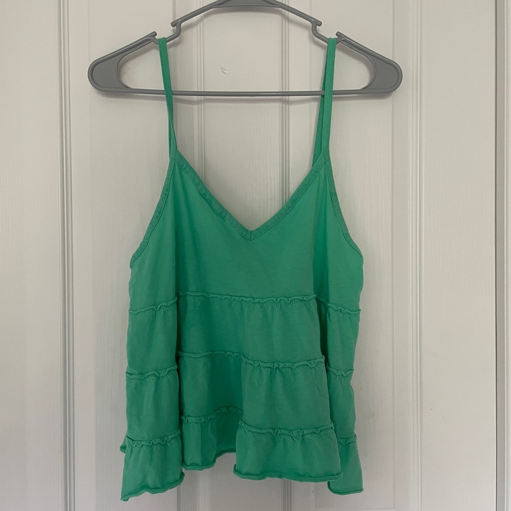 American Eagle Outfitters Green Tiered V-Neck Camisole